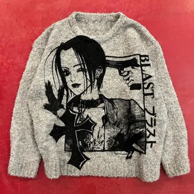 Womenswear in the catalogue: Blast Anime Character Printed Gray Sweater